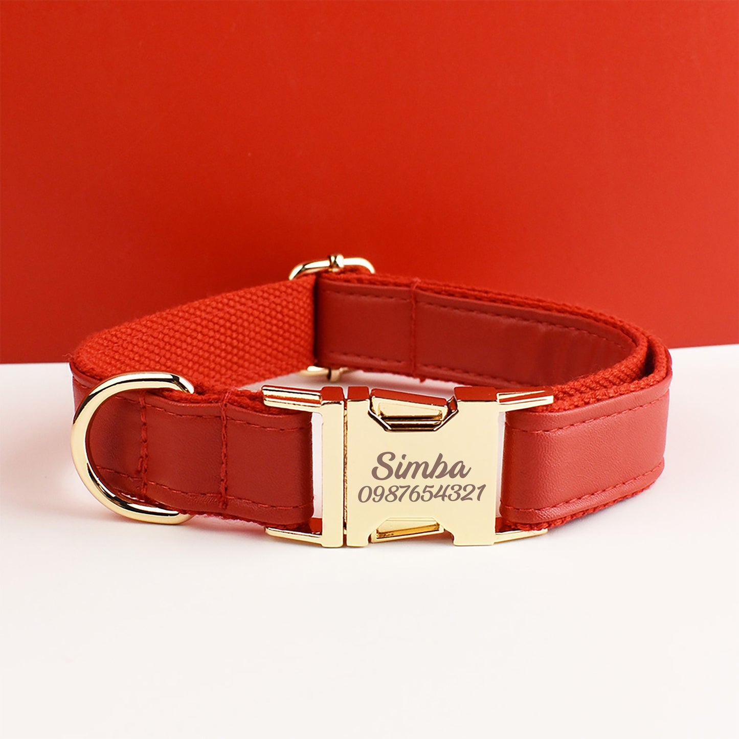 Leather Dog Collar,PU Collar/Lead/Bowtie,Solid Dog Collar Leash Set Dust Pink+White+Red+Black, Engraved Metal Buckle,Wedding Puppy Gift