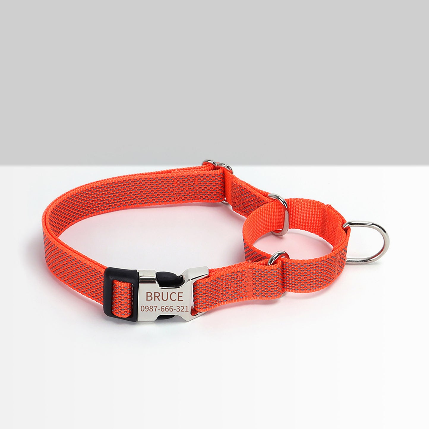 Personalised Martingale Dog Collar, Reflective Martingale or Flat Collar, Nylon Webbing Collar, Unisex Collar, Red, Black, Green, Pink