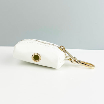Leather Dog Harness, White PU Collar/Lead/Bowtie/Harness/Bag,Solid Dog Collar Leash Set, Engraved Metal Buckle,Easy Clean,Wedding Puppy Gift