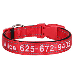 Personalized Reflective Dog Collar, Custom Embroidered Nylon Name for Small to Large Dog, Red, Blue, Green, Au, Us, Uk, Ca Fast Free Ship