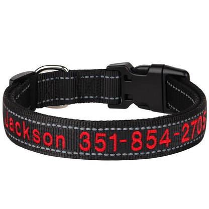 Personalised Reflective Dog Collar, Custom Embroidered Nylon Name for Small to Large Dog, Red, Blue, Green, Au, Us, Uk, Ca Fast Free Ship