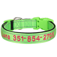 Personalized Reflective Dog Collar, Custom Embroidered Nylon Name for Small to Large Dog, Red, Blue, Green, Au, Us, Uk, Ca Fast Free Ship