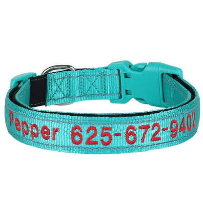 Personalised Reflective Dog Collar, Custom Embroidered Nylon Name for Small to Large Dog, Red, Blue, Green, Au, Us, Uk, Ca Fast Free Ship
