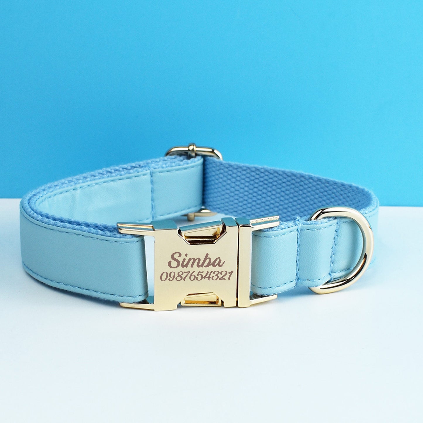 Leather Dog Collar,PU Collar/Lead/Bowtie,Solid Dog Collar Leash Set Dust Pink+White+Blue+Red, Engraved Metal Buckle,Wedding Puppy Gift