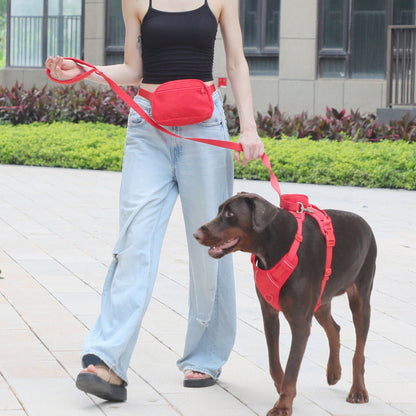 Personalised Dog Collar or Dog Harness Set - Red No Pull Dog Harness - Dog Leash - Poop Bag Holder - Treat Bag