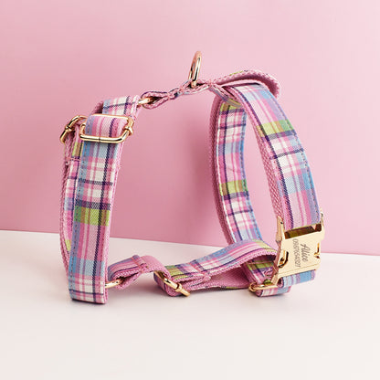 Custom Light Purple Plaid Personalised Tartan Dog Collar, Matching Dog Bowtie, Dog Leash, Dog Harness Walking Set