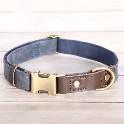 Dog Collar Personalised Durable Polyester and PU Leather Dog Collar with Custom Name Buckle
