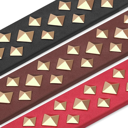 Personalised Laser Engraved Genuine Leather Spiked Deco Dog Collar for Small to Large dogs