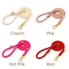 PU Leather Dog Collar, Collar/Lead/Poop Bag, Solid Dog Collar Leash Set Cream+Pink+Hot Pink+Red Engraved Metal Buckle, Wedding Puppy Gift