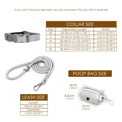 PU Leather Dog Collar, Collar/Lead/Poop Bag, Dog Collar Leash Set Yellow+Orange+Light Brown+Dark Brown Engraved Metal Buckle, Wedding Gift