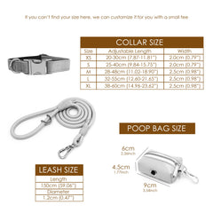 PU Leather Dog Collar, Collar/Lead/Poop Bag, Dog Collar Leash Set Yellow+Orange+Light Brown+Dark Brown Engraved Metal Buckle, Wedding Gift