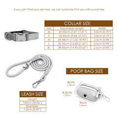 Custom Dog Leather Collar, Cream PU Leather with Engraved Buckle, Strong Roll Nylon Dog Lead, Pet Collar & Leash Sets, Different Combo
