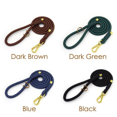 PU Leather Dog Collar, Collar/Lead/Poop Bag, Dog Collar Leash Set Brown+Dark Green+Blue+Black Engraved Metal Buckle, Wedding Puppy Gift