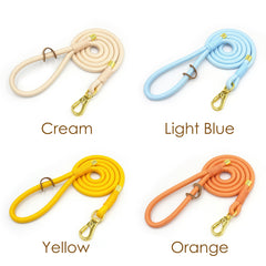 PU Leather Dog Collar, Collar/Lead/Poop Bag, Dog Collar Leash Set Cream+Light Blue+Yellow+Orange Engraved Metal Buckle, Wedding Puppy Gift