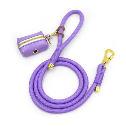 PU Leather Poop Bag Holder and Rope Leash in Purple+Hot Pink+Light Blue+Cream Wedding Puppy Gift, Rope Dog Lead, Strong Dog Leash, Australia