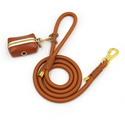 PU Leather Poop Bag Holder and Rope Leash, Light Brown+Mint Green+Red+Dark Brown Wedding Puppy Gift, Rope Lead, Strong Dog Leash, Australia