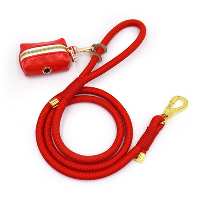 PU Leather Poop Bag Holder and Rope Leash, Light Brown+Mint Green+Red+Dark Brown Wedding Puppy Gift, Rope Lead, Strong Dog Leash, Australia