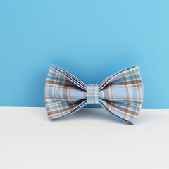 Custom Blue Plaid Dog Walking Set Personalized Dog Collar, Matching Dog Bowtie, Dog Leash, Roman Dog Harness, Different Combo