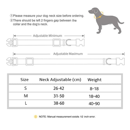Dog Collar Personalised Durable Polyester and PU Leather Dog Collar with Custom Name Buckle