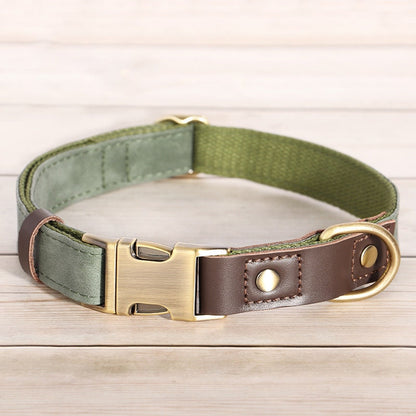 Dog Collar Personalised Durable Polyester and PU Leather Dog Collar with Custom Name Buckle