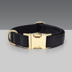 PU Leather Dog Collar, Collar/Harness/Lead/Poop Bag, Dog Collar Leash in Black, Engraved Metal Buckle, Wedding Puppy Gift, Australia