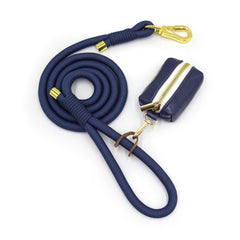 PU Leather Dog Collar, Collar/Harness/Lead/Poop Bag, Dog Collar Leash in Dark Blue, Engraved Metal Buckle, Wedding Puppy Gift, Australia