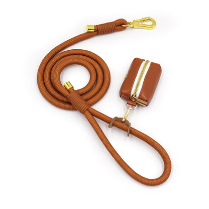 PU Leather Dog Collar, Collar/Harness/Lead/Poop Bag, Dog Collar Leash in Light Brown, Engraved Metal Buckle, Wedding Puppy Gift, Australia