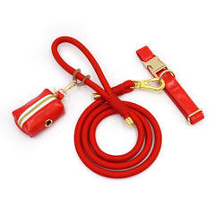 PU Leather Dog Collar, Collar/Harness/Lead/Poop Bag, Dog Collar Leash in Red, Engraved Metal Buckle, Wedding Puppy Gift, Australia