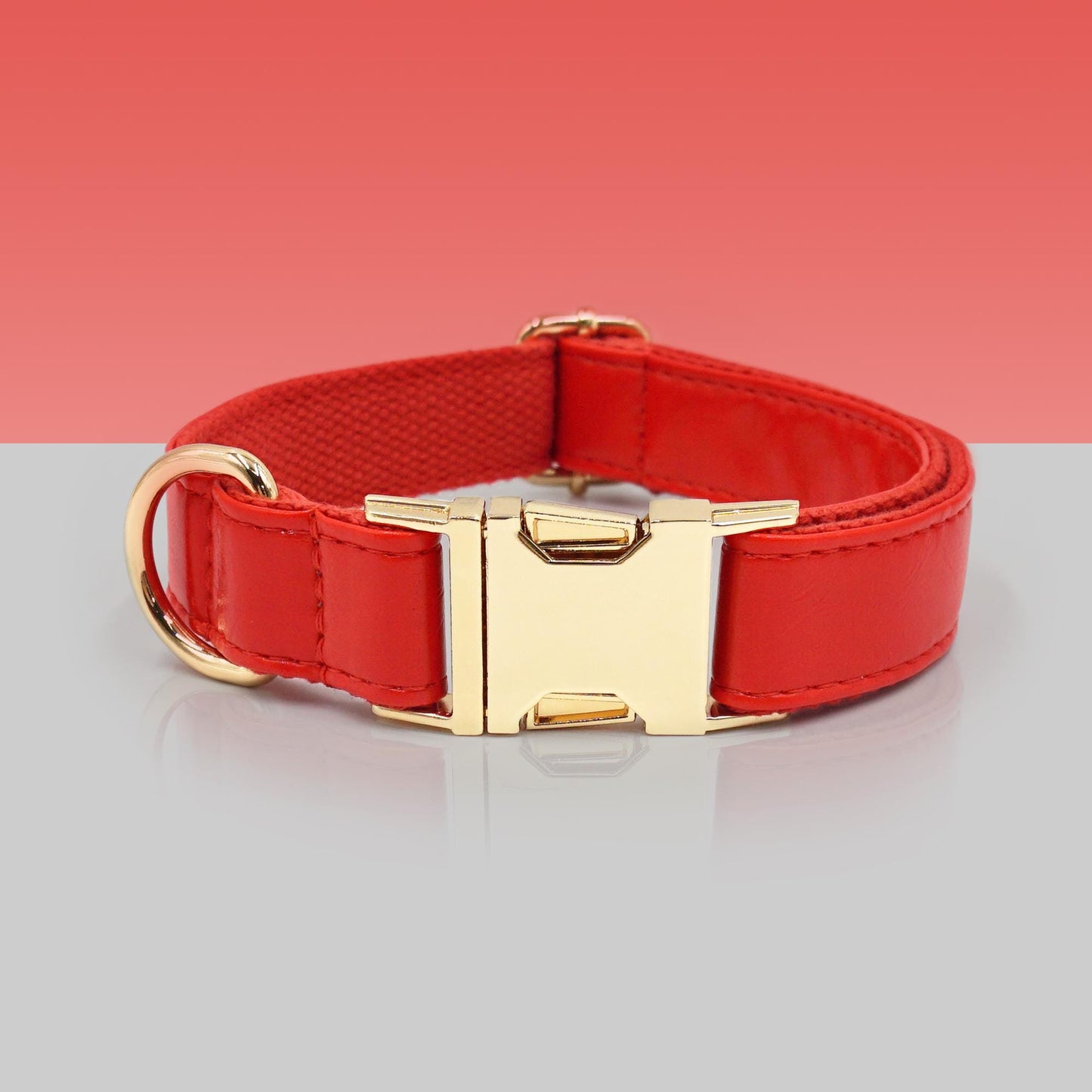 PU Leather Dog Collar, Collar/Harness/Lead/Poop Bag, Dog Collar Leash in Red, Engraved Metal Buckle, Wedding Puppy Gift, Australia