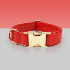 PU Leather Dog Collar, Collar/Harness/Lead/Poop Bag, Dog Collar Leash in Red, Engraved Metal Buckle, Wedding Puppy Gift, Australia