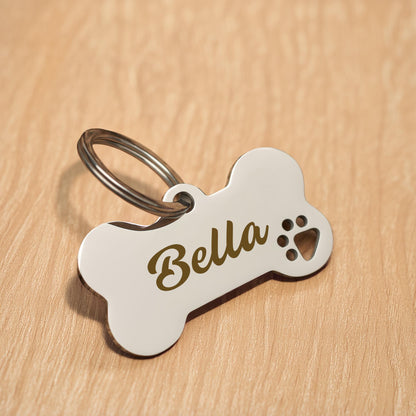 Personalised Dog ID Tag, Dog Name Tag, Custom Dog Tag with Paw, Engraved Dog Tag, Dog Tag with Name, Black Dog Tag Personalised for Dogs