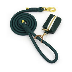 PU Leather Dog Collar, Collar/Harness/Lead/Poop Bag, Dog Collar Leash in Dark Green, Engraved Metal Buckle, Wedding Puppy Gift, Australia