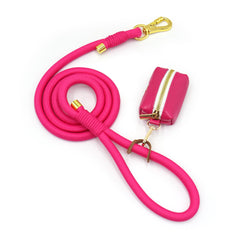 PU Leather Dog Collar, Collar/Harness/Lead/Poop Bag, Dog Collar Leash in Hot Pink, Engraved Metal Buckle, Wedding Puppy Gift, Australia