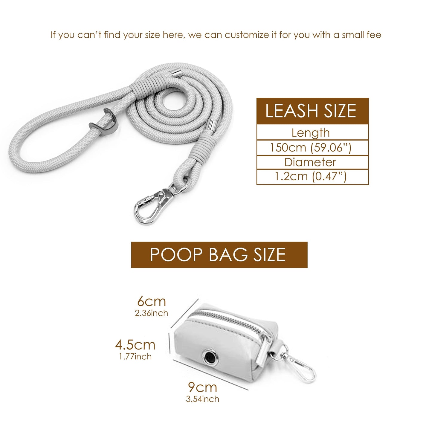 PU Leather Poop Bag Holder and Rope Leash in Cream+Yellow+Orange+Pink, Wedding Puppy Gift, Rope Dog Lead, Strong Dog Leash, Australia