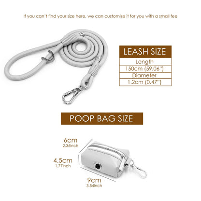 PU Leather Poop Bag Holder and Rope Leash in Cream+Yellow+Orange+Pink, Wedding Puppy Gift, Rope Dog Lead, Strong Dog Leash, Australia
