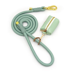 PU Leather Dog Collar, Collar/Harness/Lead/Poop Bag, Dog Collar Leash in Mint Green, Engraved Metal Buckle, Wedding Puppy Gift, Australia