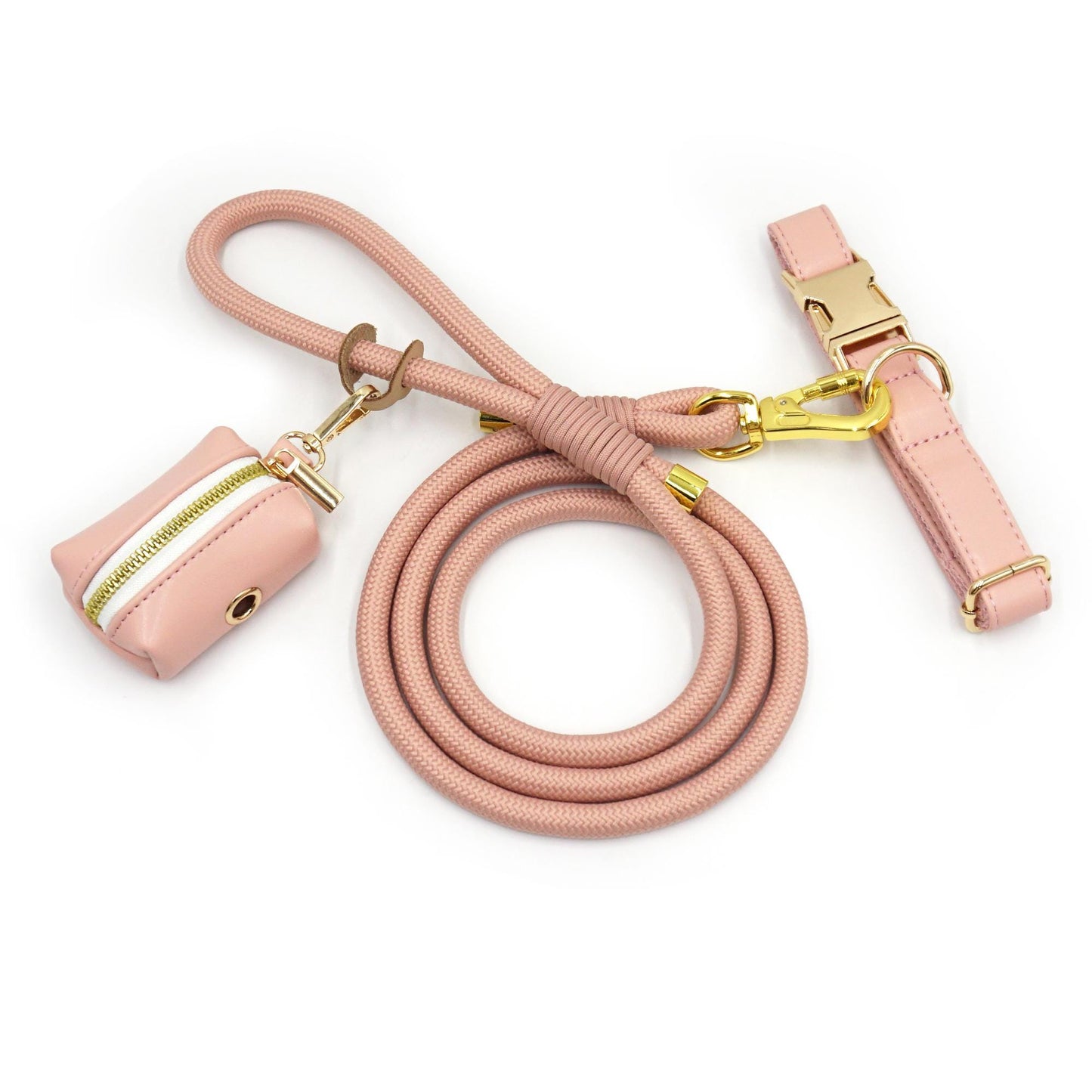 PU Leather Dog Collar, Collar/Harness/Lead/Poop Bag, Dog Collar Leash in Pink, Engraved Metal Buckle, Wedding Puppy Gift, Australia