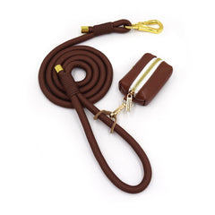 PU Leather Dog Collar, Collar/Harness/Lead/Poop Bag, Dog Collar Leash in Dark Brown, Engraved Metal Buckle, Wedding Puppy Gift, Australia