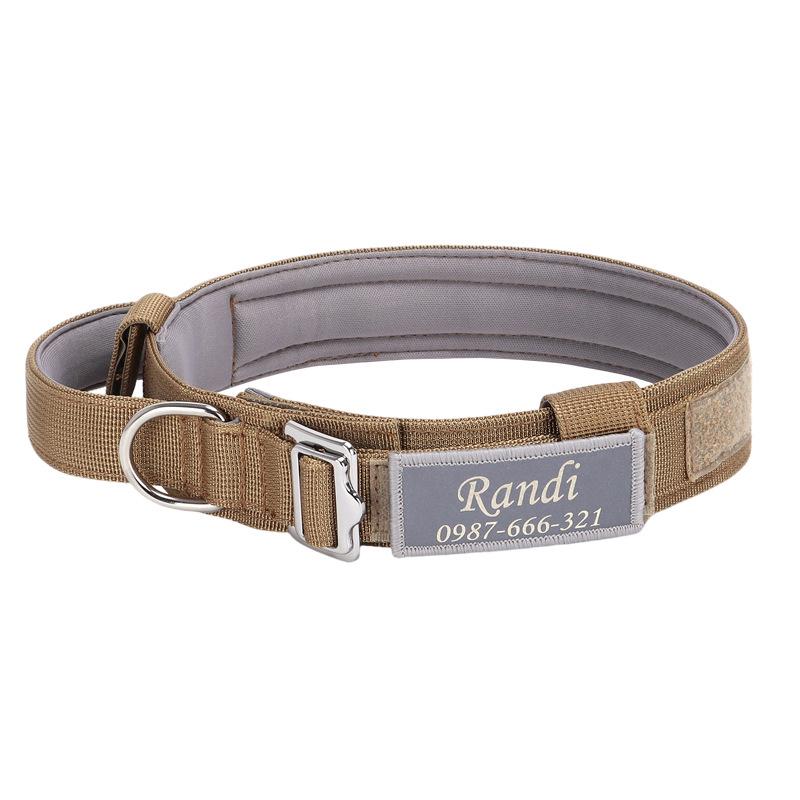 Tactical Dog Collar 1.5 inch Wide, Reflective Lightweight Custom Name Military Durable Personalised Dog Collar with Handle