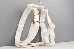 Wedding Dog Collar in White Satin, Custom Silky Roman Dog Harness with Name, Leash, Sailor Bow for Birthday, Different Combo