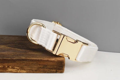 Wedding Dog Collar in White Satin, Custom Silky Roman Dog Harness with Name, Leash, Sailor Bow for Birthday