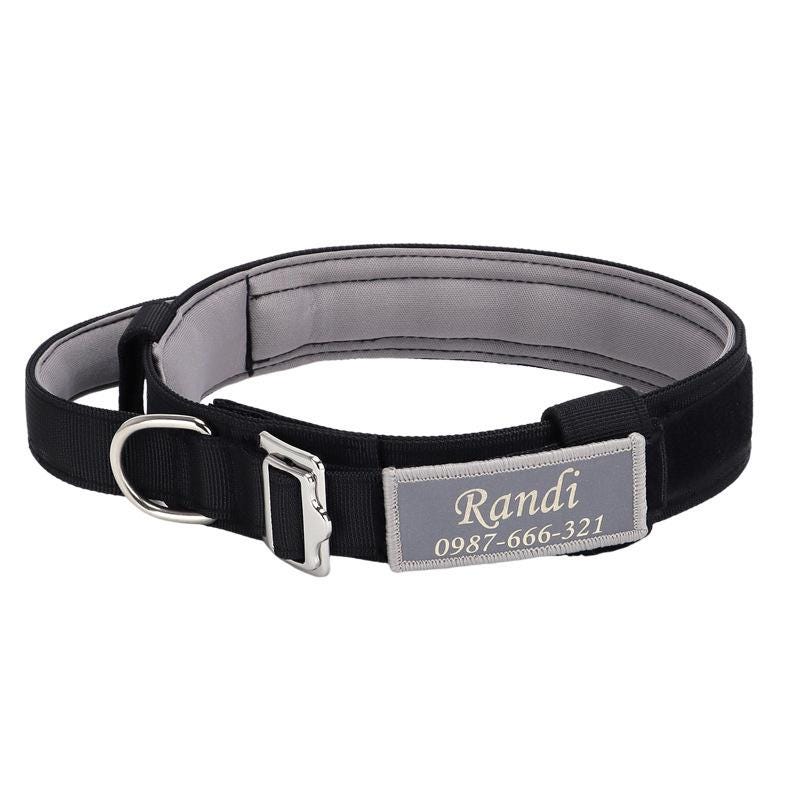Tactical Dog Collar 1.5 inch Wide, Reflective Lightweight Custom Name Military Durable Personalised Dog Collar with Handle