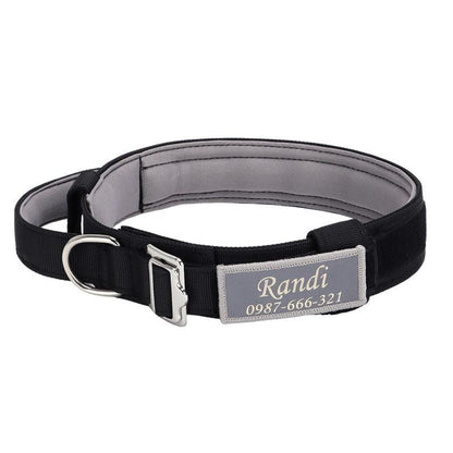 Tactical Dog Collar 1.5 inch Wide, Reflective Lightweight Custom Name Military Durable Personalised Dog Collar with Handle