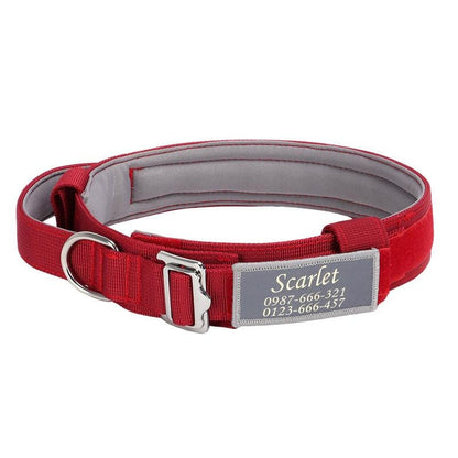 Tactical Dog Collar 1.5 inch Wide, Reflective Lightweight Custom Name Military Durable Personalised Dog Collar with Handle