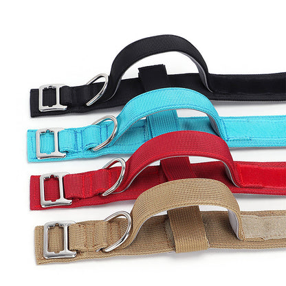 Tactical Dog Collar 1.5 inch Wide, Reflective Lightweight Custom Name Military Durable Personalised Dog Collar with Handle