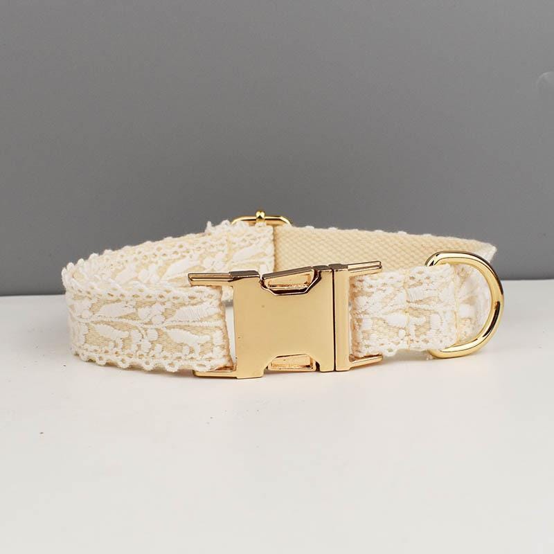 Beige Dog Harness Custom Wedding Lace Flower Collars for Dog Ring