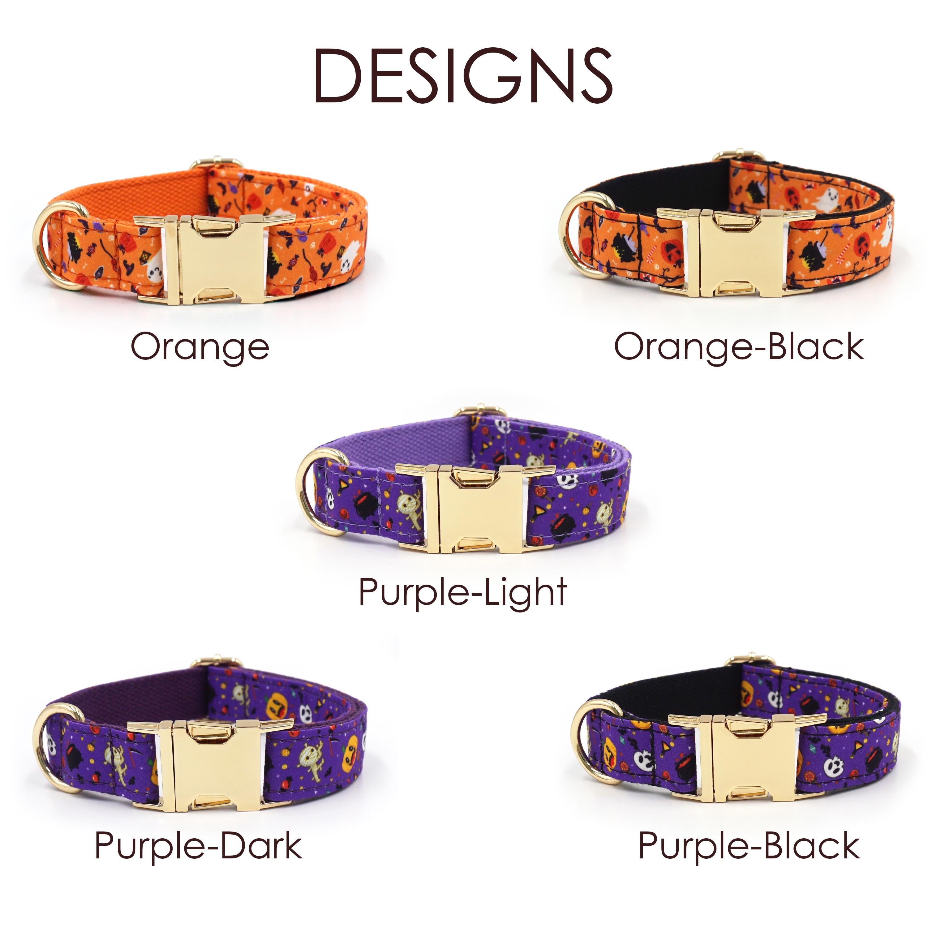 Halloween Dog Collar, Personalized Tag, Custom Dog Collar and Leash or Bow, Collar for Male Dog, Engraved Name on Dog Collar, Boy Collar