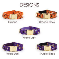 Halloween Dog Collar, Personalized Tag, Custom Dog Collar and Leash or Bow, Collar for Male Dog, Engraved Name on Dog Collar, Boy Collar