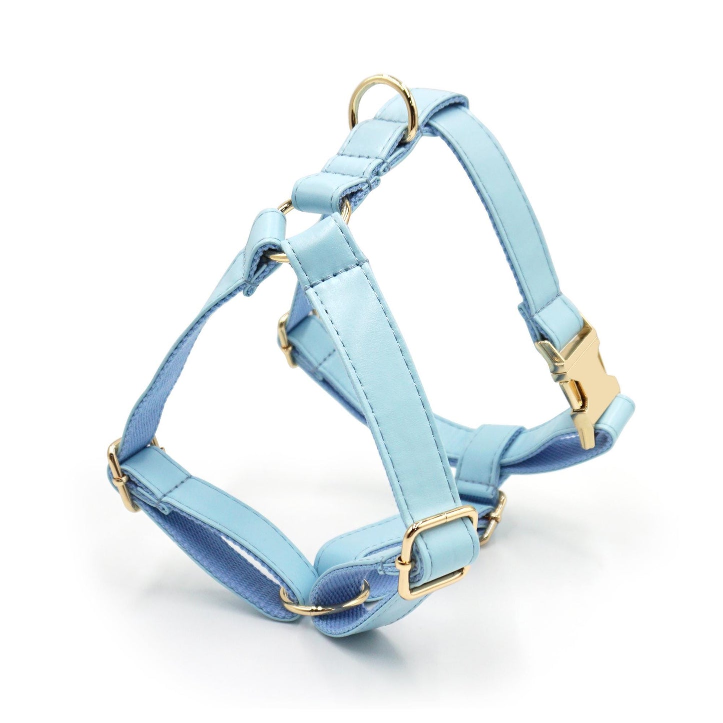PU Leather Dog Collar, Collar/Harness/Lead/Poop Bag, Dog Collar Leash in Light Blue, Engraved Metal Buckle, Wedding Puppy Gift, Australia
