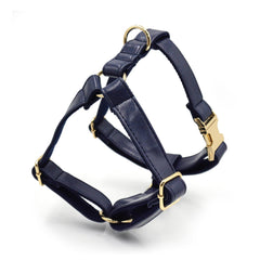 PU Leather Dog Collar, Collar/Harness/Lead/Poop Bag, Dog Collar Leash in Dark Blue, Engraved Metal Buckle, Wedding Puppy Gift, Australia